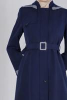 Tesettür giyim LACİVERT ALVİNA KEMERLİ PARDESÜ T 10673