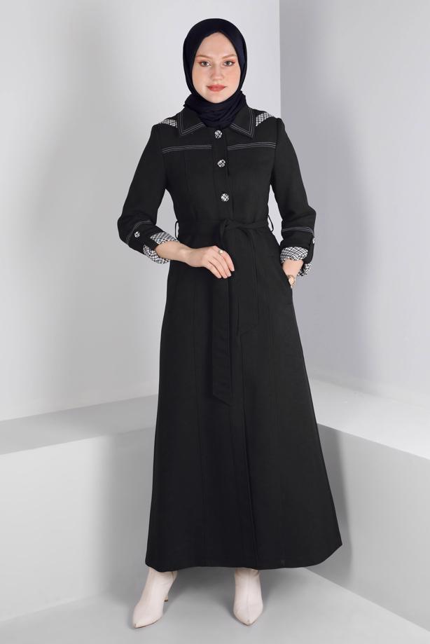Tesettür giyim SİYAH T 10686 ALVİNA TAMPA 1778 PARDESÜ 38/46 TEK42 - TRENDTESETTÜR