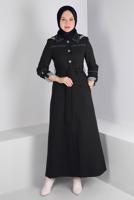 Tesettür giyim SİYAH T 10686 ALVİNA TAMPA 1778 PARDESÜ 38/46 TEK42