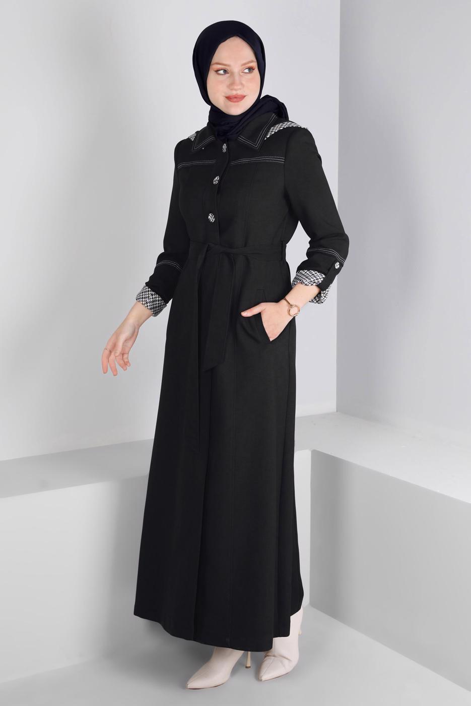 Tesettür giyim SİYAH T 10686 ALVİNA TAMPA 1778 PARDESÜ 38/46 TEK42