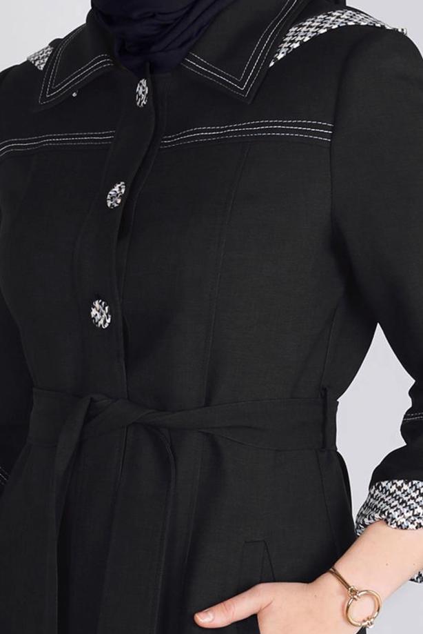 Tesettür giyim SİYAH T 10686 ALVİNA TAMPA 1778 PARDESÜ 38/46 TEK42 - TRENDTESETTÜR