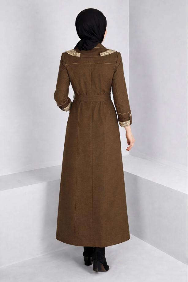 Tesettür giyim KAHVE T 10686 ALVİNA TAMPA 1778 PARDESÜ 38/46 TEK42 - TRENDTESETTÜR