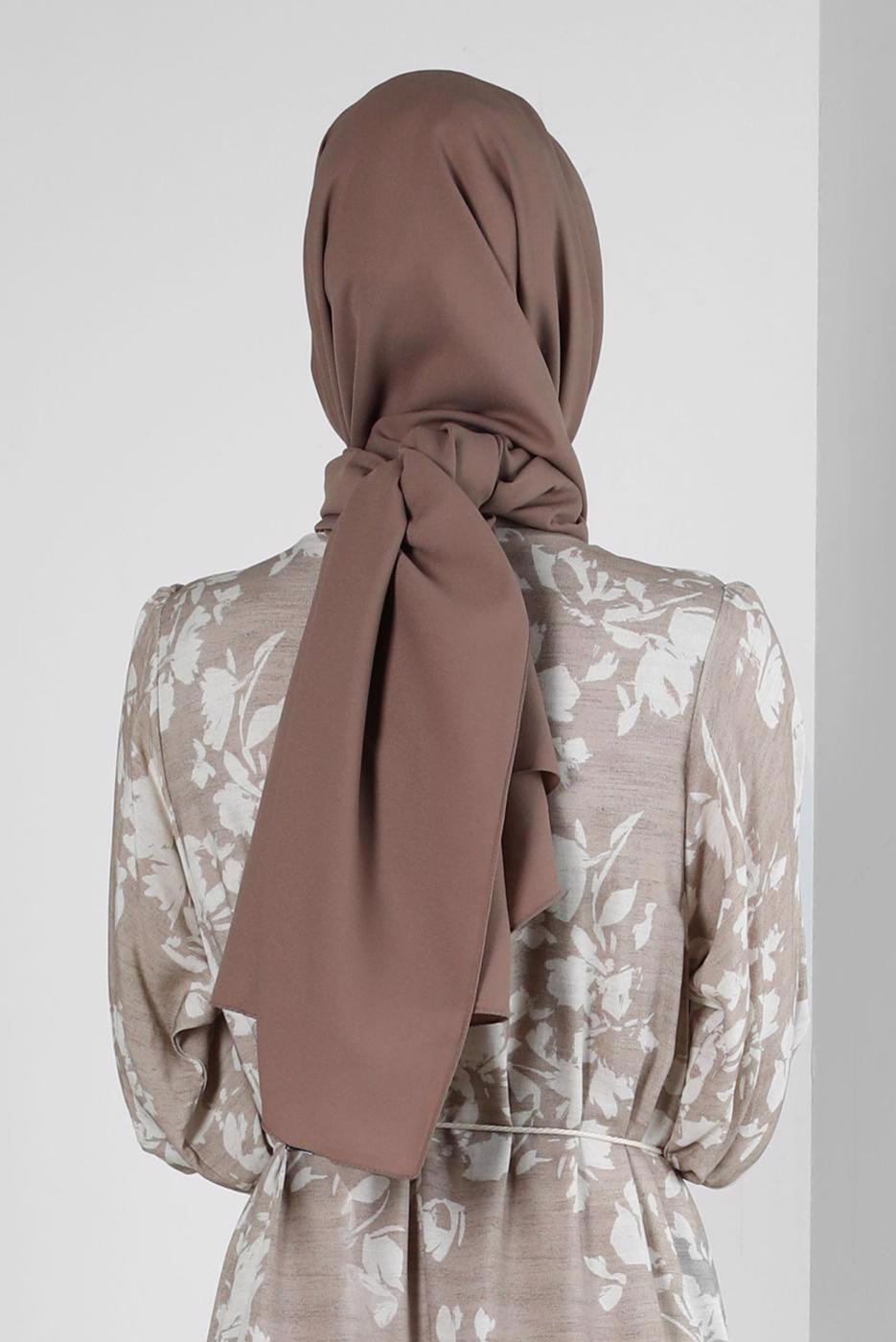 Tesettür giyim VİZON ALVİNA KREP ŞAL T 8221