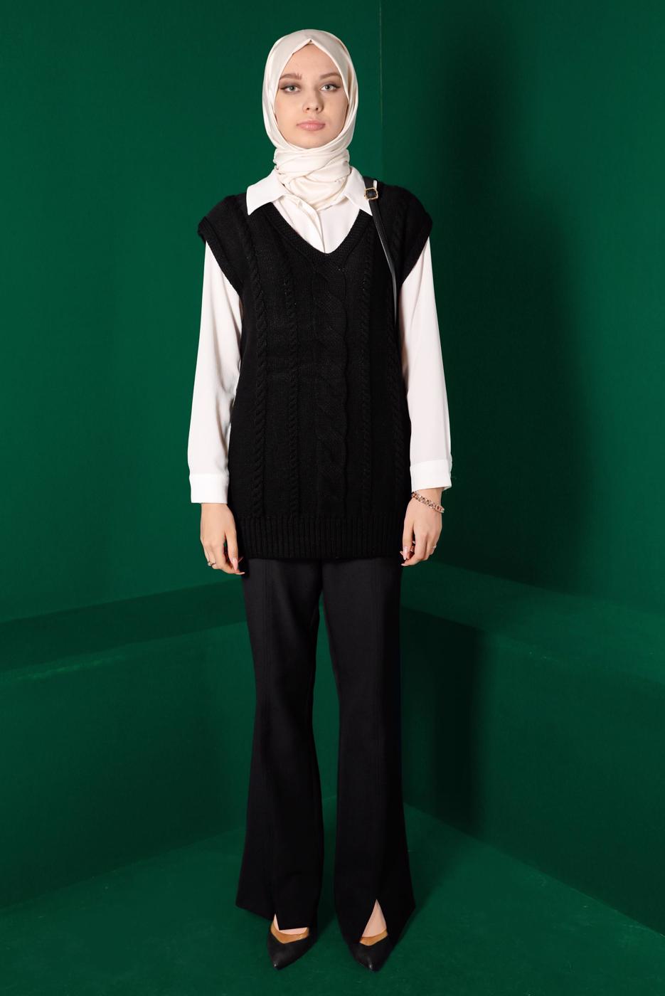 Tesettür giyim SİYAH ALVİNA TRİKO SÜVETER T 43122