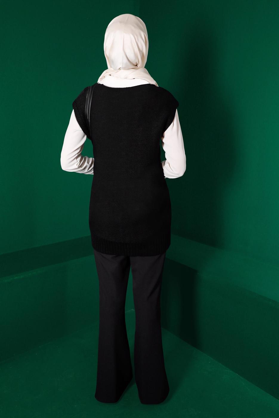 Tesettür giyim SİYAH ALVİNA TRİKO SÜVETER T 43122