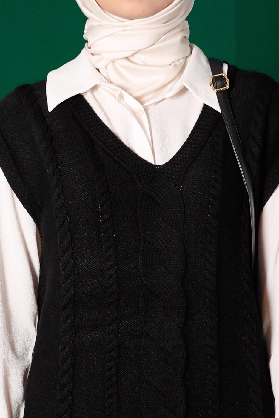 Tesettür giyim SİYAH ALVİNA TRİKO SÜVETER T 43122