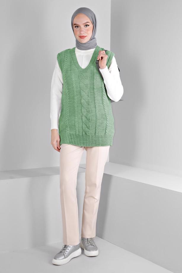 Hijab clothing GREEN ALVINA KNITWEAR SWEATER T 43122 - TRENDTESETTÜR