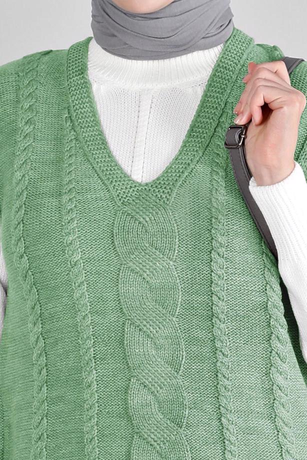 Hijab clothing GREEN ALVINA KNITWEAR SWEATER T 43122 - TRENDTESETTÜR