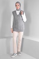 Tesettür giyim GRİ ALVİNA TRİKO SÜVETER T 43122