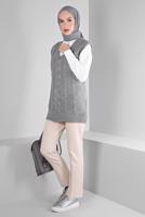 Tesettür giyim GRİ ALVİNA TRİKO SÜVETER T 43122