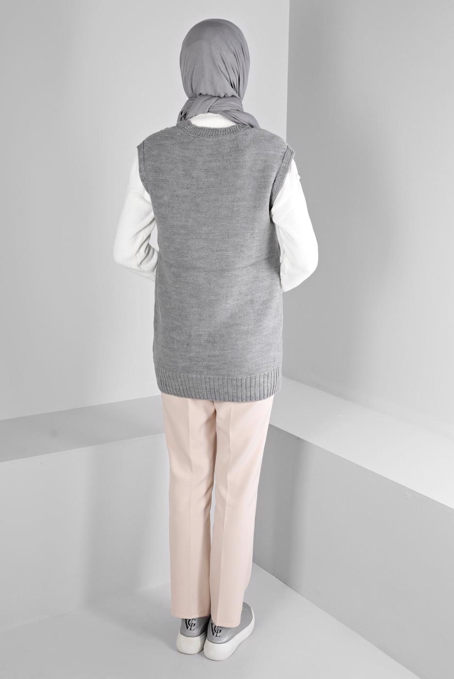 Tesettür giyim GRİ ALVİNA TRİKO SÜVETER T 43122