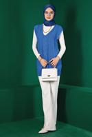 Tesettür giyim MAVİ ALVİNA TRİKO SÜVETER T 43122