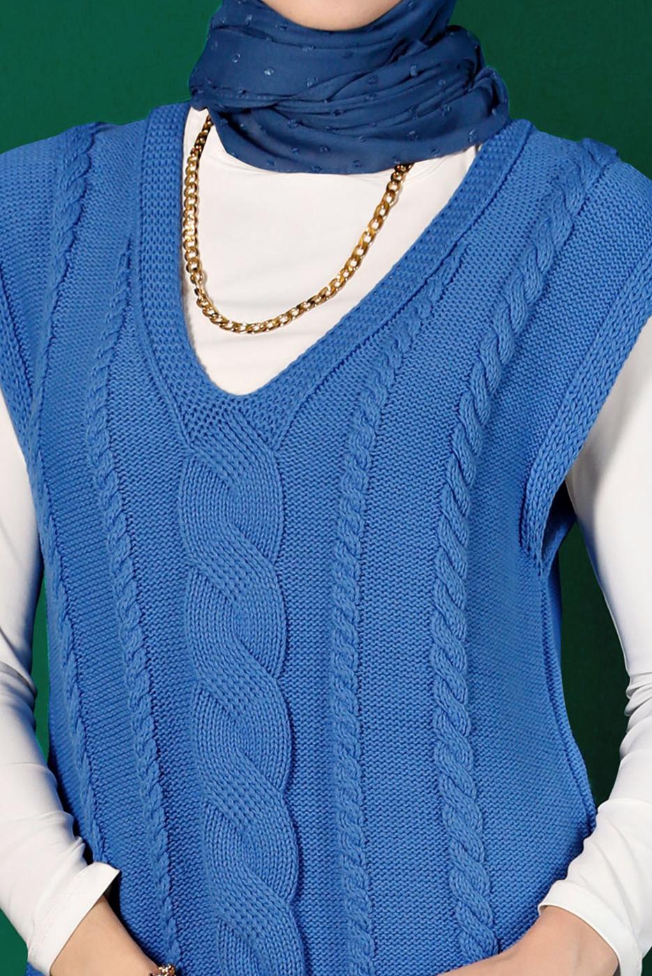 Tesettür giyim MAVİ ALVİNA TRİKO SÜVETER T 43122