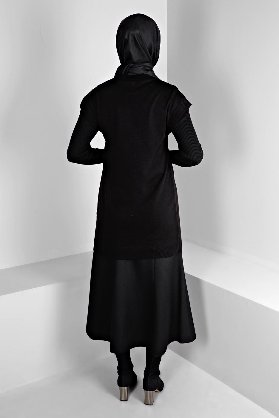 Tesettür giyim SİYAH ALVİNA TRİKO SÜVETER T 43124