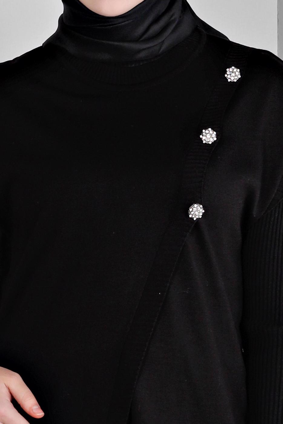 Tesettür giyim SİYAH ALVİNA TRİKO SÜVETER T 43124