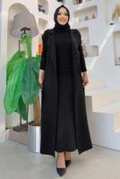 Tesettür giyim SİYAH ÖRGÜ DESENLİ ETEKLİ SÜVETERLİ ÜÇLÜ TRİKO TAKIM 01391 