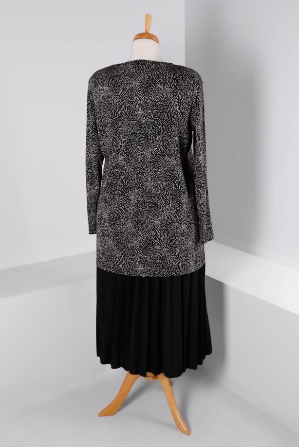 Hijab clothing BLACK ALVINA PATTERNED SKIRTED SUIT T 20318 - TRENDTESETTÜR