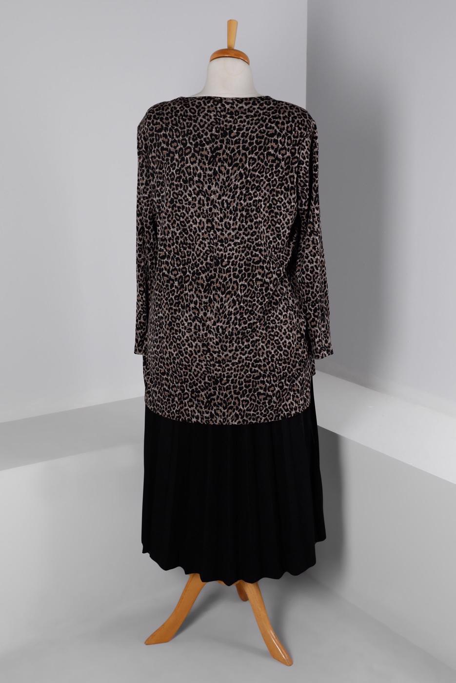Vêtements hijab NOIR ALVİNA COSTUME JUPE À MOTIF LÉOPARD T 20318-1