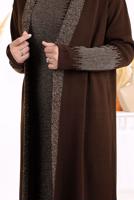 Vêtements hijab BRUN ENSEMBLE ROBE EN MAILLE ARGENTÉE T 32222