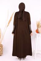 Vêtements hijab BRUN ENSEMBLE ROBE EN MAILLE ARGENTÉE T 32222