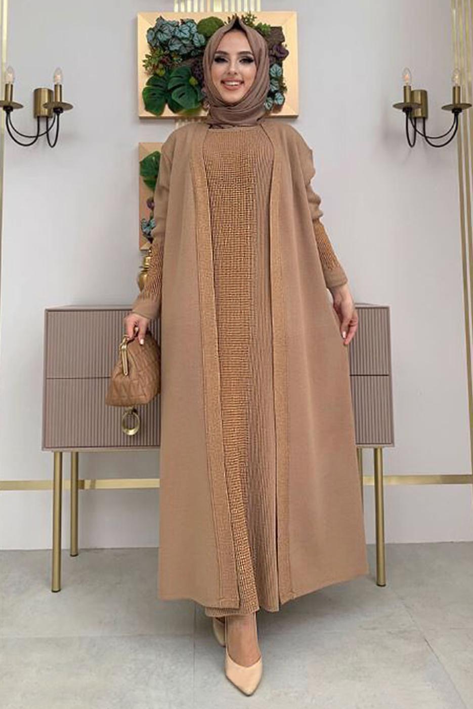 Hijab clothing TABA SILVERY KNITWEAR DRESS SUIT T 32222
