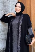 Vêtements hijab NOIR ENSEMBLE ROBE EN MAILLE ARGENTÉE T 32222