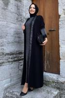 Vêtements hijab NOIR ENSEMBLE ROBE EN MAILLE ARGENTÉE T 32222