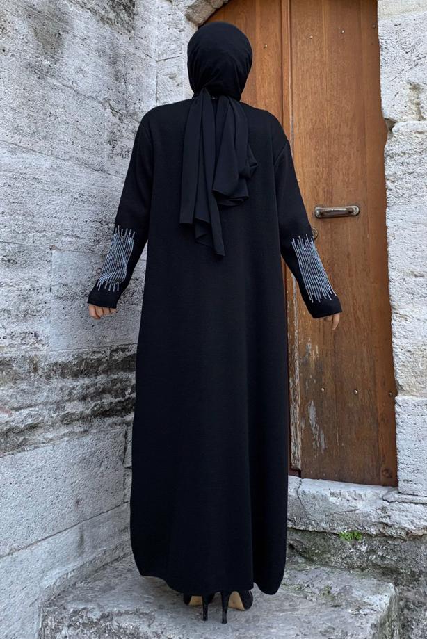 Vêtements hijab NOIR ENSEMBLE ROBE EN MAILLE ARGENTÉE T 32222 - TRENDTESETTÜR