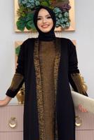 Hijab clothing BLACK SILVERY KNITWEAR DRESS SUIT T 32222