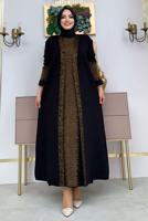 Hijab clothing BLACK SILVERY KNITWEAR DRESS SUIT T 32222