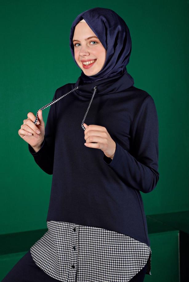 Hijab clothing NAVY BLUE SKIRTED SUIT T 43413 - TRENDTESETTÜR