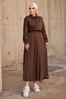 Vêtements hijab BRUN COSTUME JUPE DÉTAILS PERLES 4772