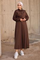 Vêtements hijab BRUN COSTUME JUPE DÉTAILS PERLES 4772