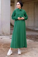 Tesettür giyim YEŞİL İNCİLİ ETEKLİ TAKIM 4772