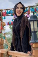 Tesettür giyim SİYAH SİMLİ TRİKO ELBİSELİ TAKIM 30222 