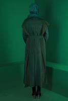 Tesettür giyim YEŞİL SİMLİ TRİKO ELBİSELİ TAKIM 30222