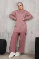 Vêtements hijab POUDRE COSTUME EN MAILLE À MOTIFS T 5592