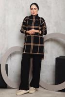 Tesettür giyim SİYAH EKOSE PANTOLONLU TRİKO TAKIM 0292