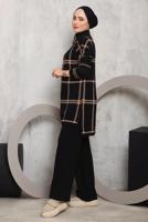 Tesettür giyim SİYAH EKOSE PANTOLONLU TRİKO TAKIM 0292