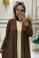 Tesettür giyim KAHVE BELİ LASTİKLİ ÜÇLÜ PANTOLON TAKIMI T 0301