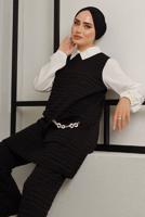 Tesettür giyim SİYAH ZİNCİR DETAYLI İKİLİ PANT. TAKIM 0482 