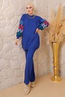 Tesettür giyim LACİVERT ZİNCİR DETAYLI PANTOLONLU TRİKO TAKIM 0692 