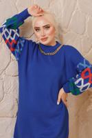 Tesettür giyim LACİVERT ZİNCİR DETAYLI PANTOLONLU TRİKO TAKIM 0692 