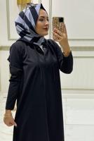 Tesettür giyim SİYAH KAPÜŞONLU ÇITÇITLI PANTOLON TAKIMI T 0911