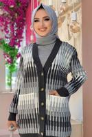 Tesettür giyim GRİ DESENLİ CEKETLİ PANTOLONLU TRİKO TAKIM 14112 