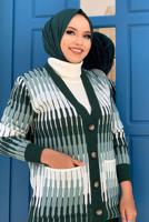 Tesettür giyim YEŞİL DESENLİ CEKETLİ PANTOLONLU TRİKO TAKIM 14112 