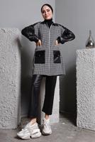 Tesettür giyim SİYAH DERİ DETAYLI PANT. TAKIM 1582 