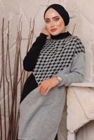 Vêtements hijab GRIS COSTUME PANTALON EN MAILLE TEXTURÉE PIED-DE-POULE 1892