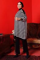 Tesettür giyim SİYAH ÇİZGİLİ PANTOLONLU TRİKO TAKIM 1992 