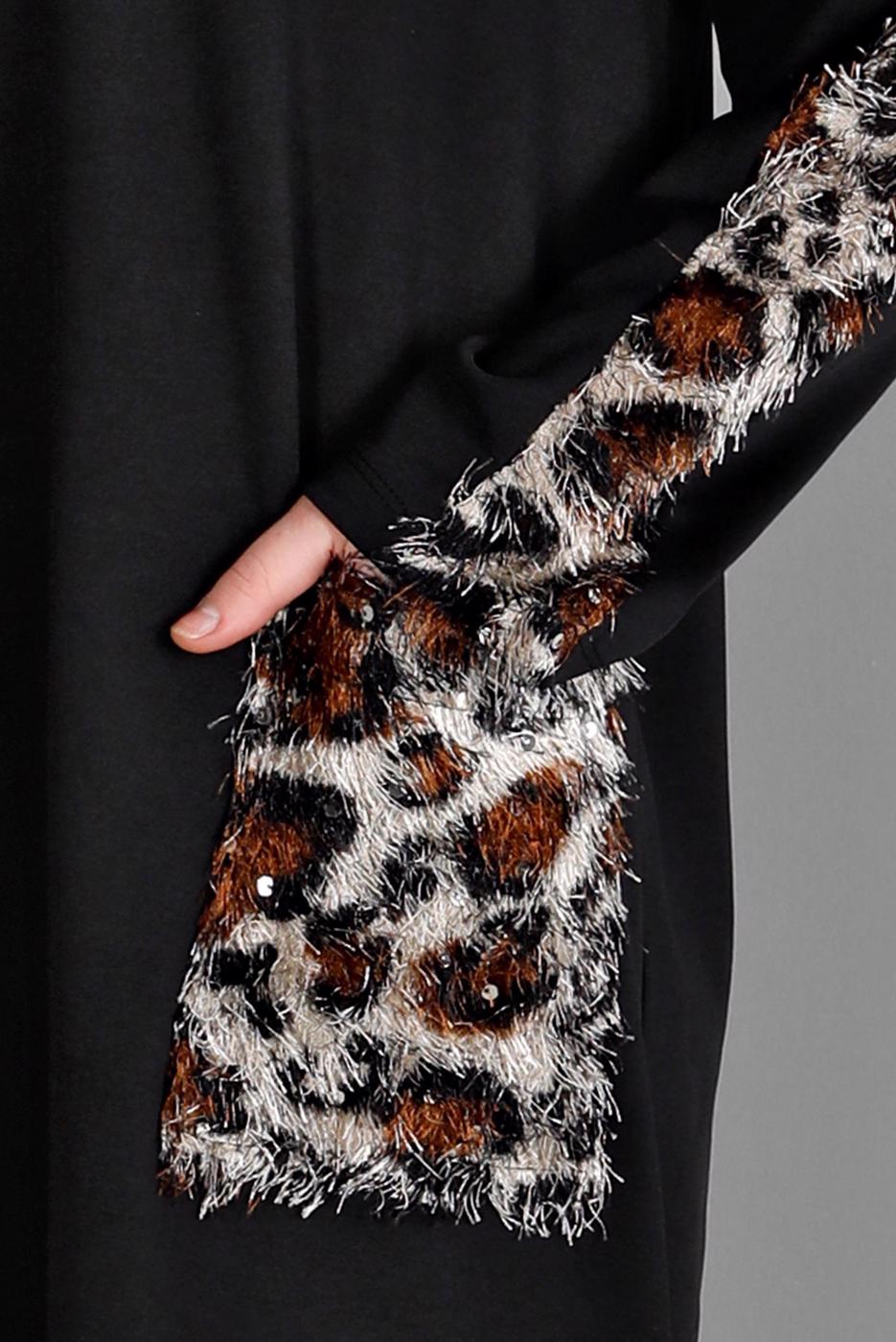 Hijab clothing BLACK ALVINA LEOPARD PATTERNED PANTS SUIT T 20302